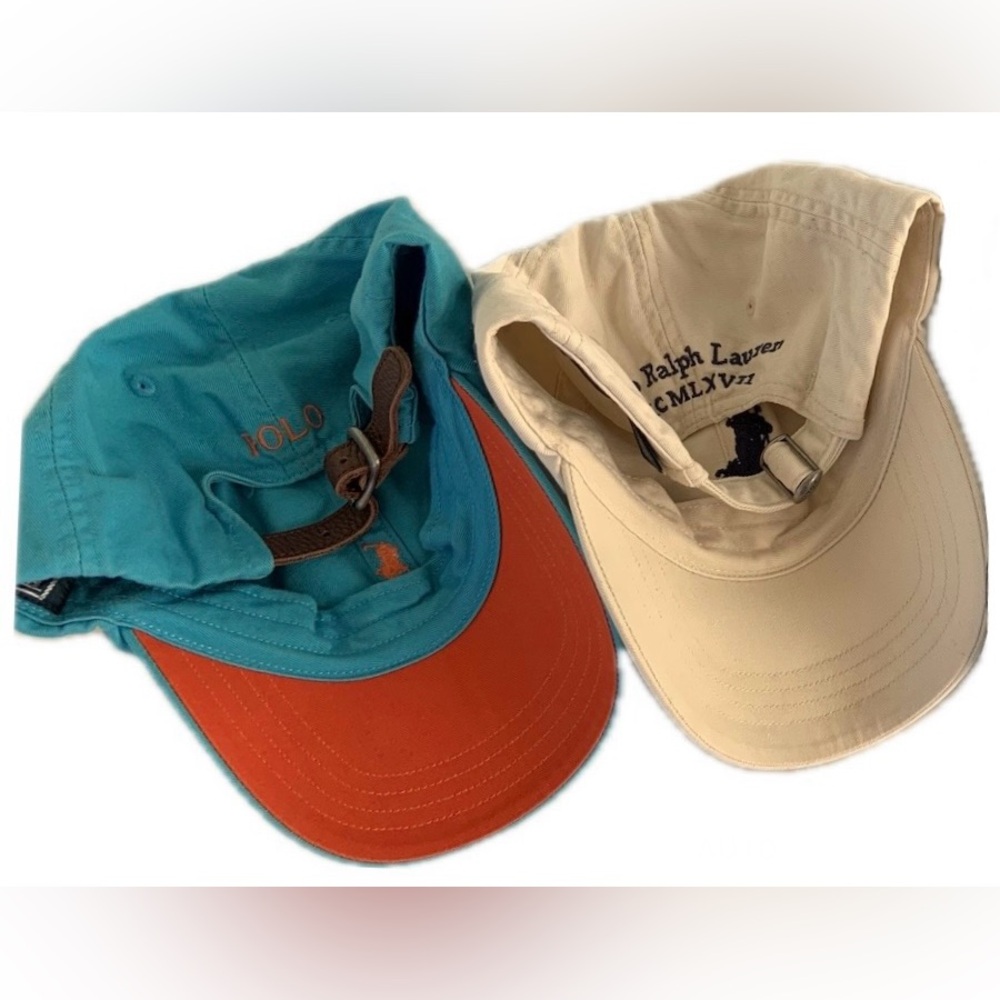 2 Polo Hats - Candy Blue and Cream